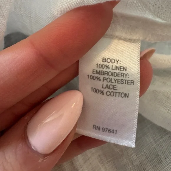 J Jill linen embroidered flowy whimsical white floral blouse size L luxury chic - Picture 9 of 9